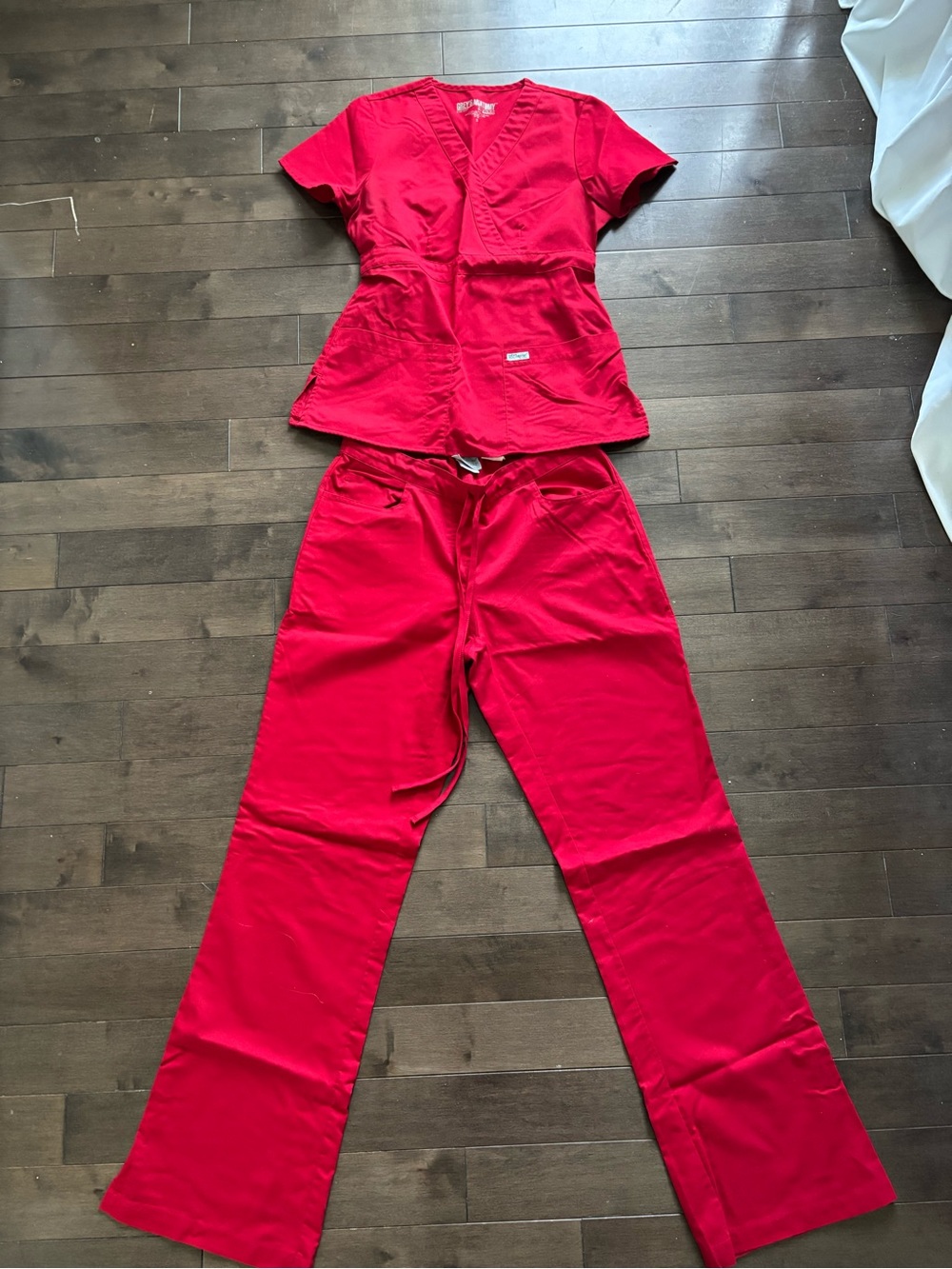 Grey's Anatomy Red Wide Leg Scrub Pants & Top Set